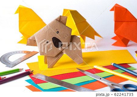 origami bird made of colored paper 62241735