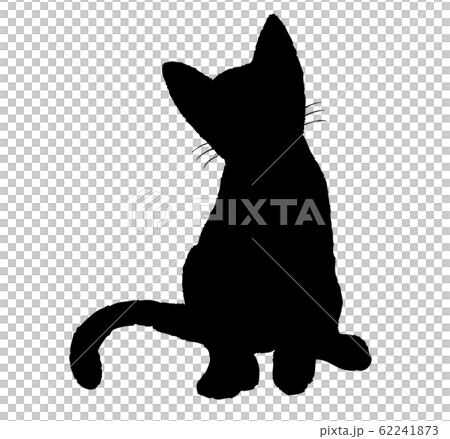 シルエット 動物 猫 首をかしげるのイラスト素材