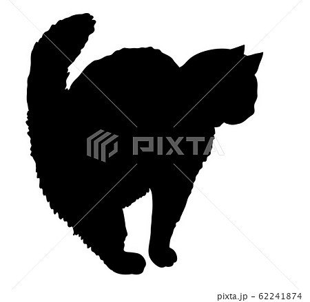 シルエット 動物 猫 踏ん張るのイラスト素材