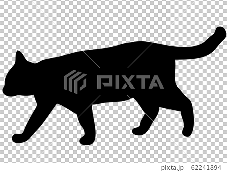 シルエット 動物 猫 歩く02のイラスト素材