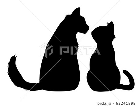 シルエット 動物 猫 カップルのイラスト素材