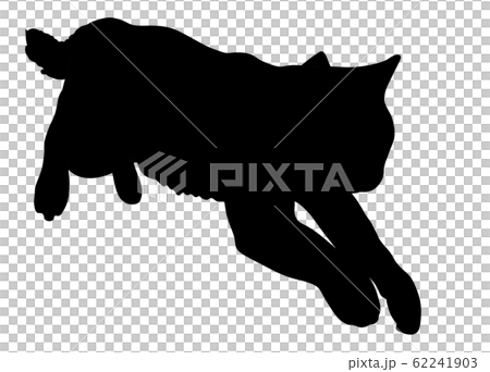 シルエット 動物 猫 飛び移る02のイラスト素材