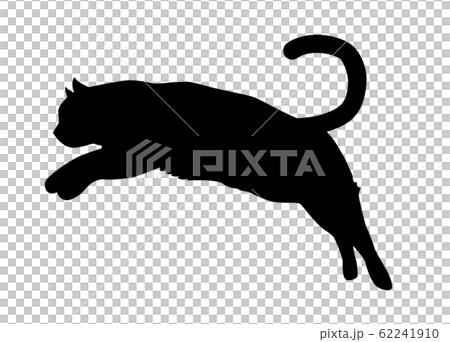 シルエット 動物 猫 飛び移る03のイラスト素材