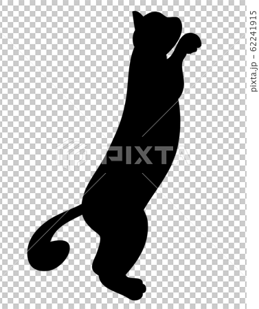 シルエット 動物 猫 手を掛ける02のイラスト素材