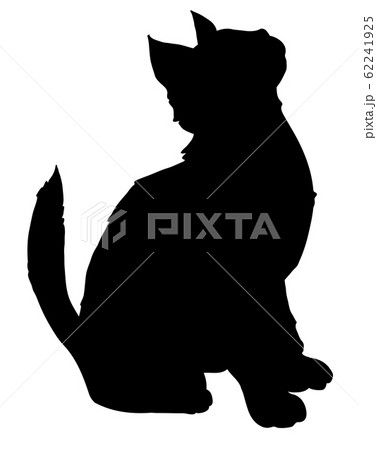 シルエット 動物 猫 見上げる05のイラスト素材 [62241925] - PIXTA