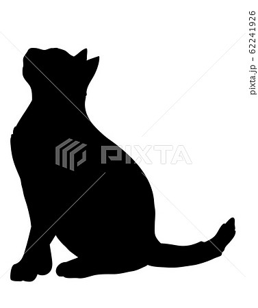 シルエット 動物 猫 見上げる06のイラスト素材