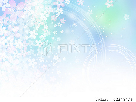 桜 ブルーグリーン背景のイラスト素材