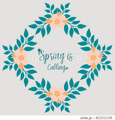 Beautiful of leaf and wreath frame, for spring calling greeting card wallpaper design. Vector Beautiful of leaf and wreath frame, for spring calling greeting card wallpaper design. Vector 62252139