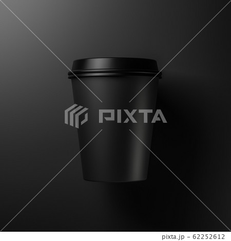 Black coffee cup on black background 3D illustration 62252612