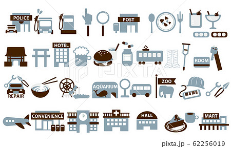 案内 イラスト 観光 地図 マップ セット ピクトグラム シンボルのイラスト素材