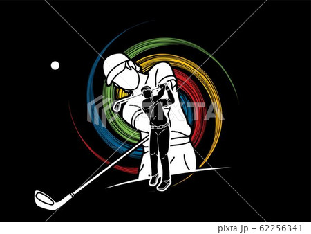 Group of Golf players, Golfer action cartoon sport graphic vector. 62256341