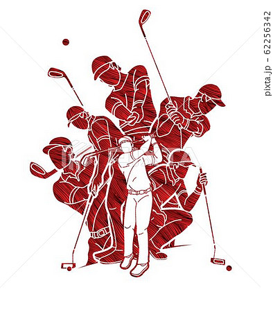 Group of Golf players, Golfer action cartoon sport graphic vector. Group of Golf players, Golfer action cartoon sport graphic vector. 62256342