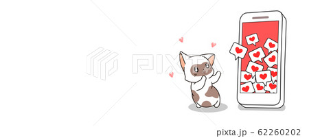 Cute cat wants heart from online social 62260202