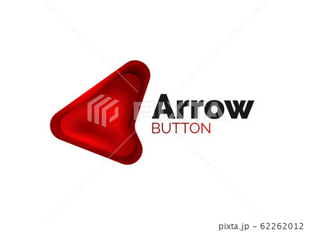 Arrow logo template. Or play or download button logotype template. Minimal geometrical design, 3d geometric bold symbol in relief style with color blend steps effect. Vector Illustration 62262012