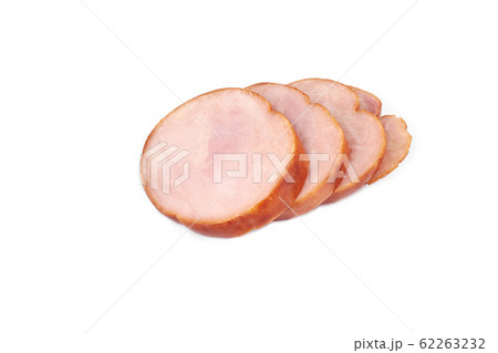 Slices of tasty chicken meat , isolated on white background Slices of tasty chicken meat , isolated on white background 62263232