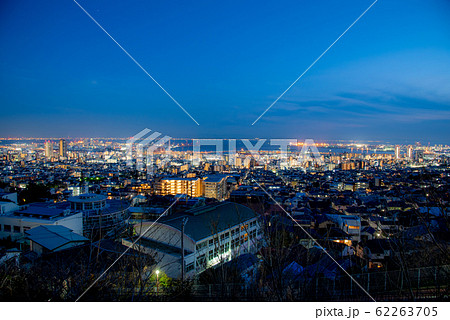 灘丸山公園からの神戸市の夜景の写真素材