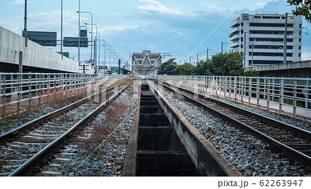 Empty railway with no train and people, selective Empty railway with no train and people, selective 62263947