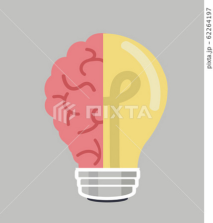 half of light bulb and brain vector 62264197