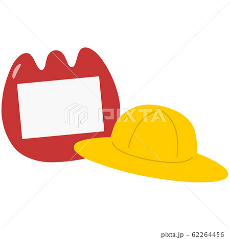 幼稚園児なチューリップの名札と黄色い帽子のイラスト素材