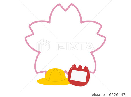 チューリップの名札と黄色い帽子と桜の形のフレーム 62264474