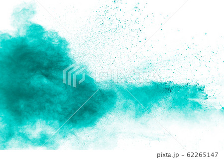 Green color powder explosion cloud on white background. Green dust splash. Green color powder explosion cloud on white background. Green dust splash. 62265147