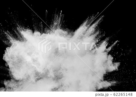 Abstract white powder explosion.White dust debris on black background. 62265148