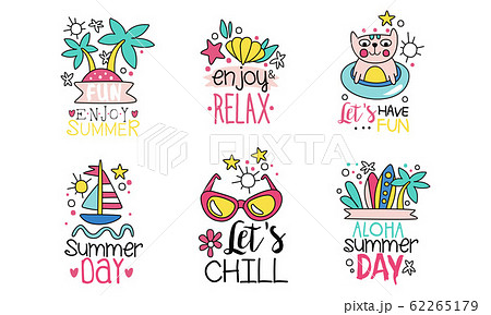 Enjoy Summer Logo Templates Collection Lets のイラスト素材