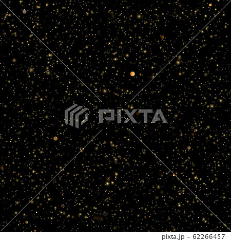 Abstract gold sparkle shine light confetti bokeh on glittering black background. Luxury shimmer texture template. EPS 10 62266457