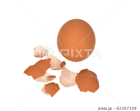 The egg and eggshell isolated on white background 62267339