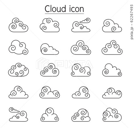 Curl Cloud vector icons set in thin line stlye Curl Cloud vector icons set in thin line stlye 62267493