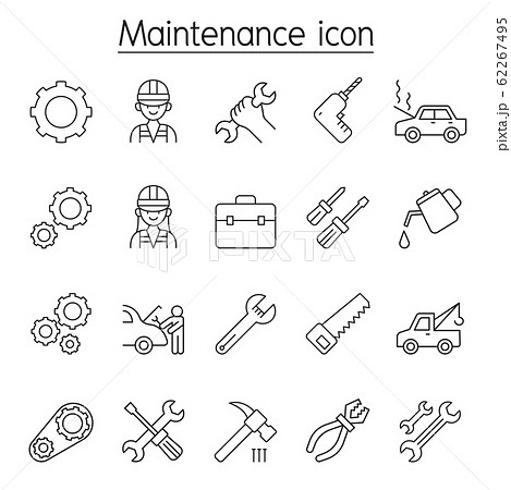 Maintenance & Fixing icon set in thin line style 62267495
