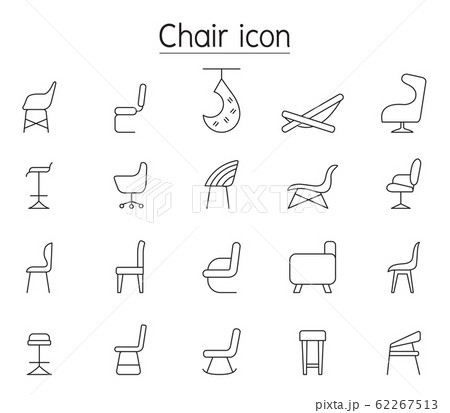 Chair line icons set in side view 62267513