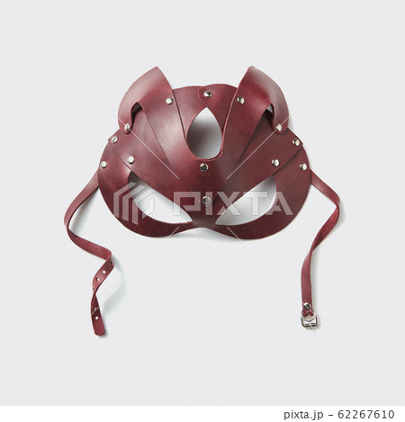 BDSM red leather cat mask. 62267610