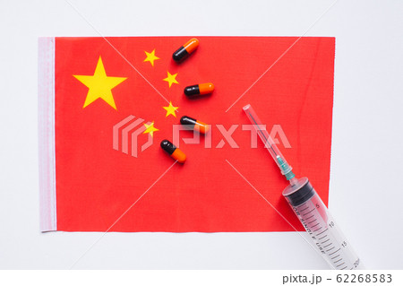 China health care concept. Flu outbreak and coronavirus or coronaviruses influenza. 62268583