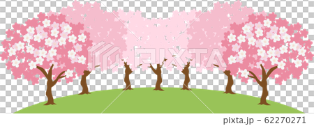 イラスト素材 桜の木 野原 さくら サクラ 花びら ベクターのイラスト素材 62270271 Pixta