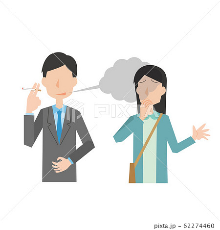 たばこ 男性 会社員 煙 迷惑 女性のイラスト素材