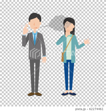 Cigarette man office worker smoke nuisance woman 62274461