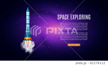 Outer space exploring with galaxy cosmos, spaceship and stars for poster, banner web landing page vector illustration. Outer space exploring with galaxy cosmos, spaceship and stars for poster, banner web landing page vector illustration. 62276112
