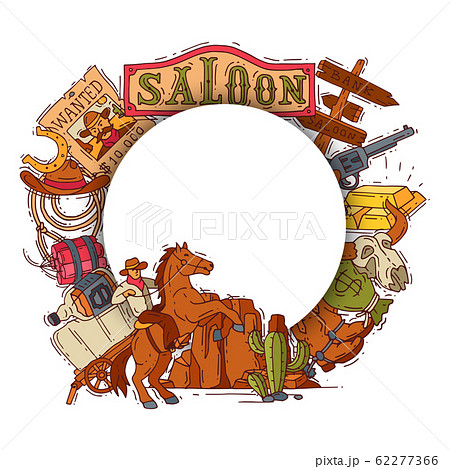 蹄鉄アートカウボーイ&サボテン