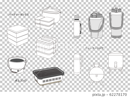 日用品イラスト／線画／アウトドアー４ 62278170