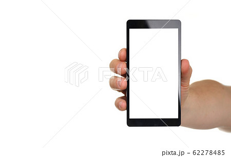 Male hand hoding smartphone isolated on white background 62278485