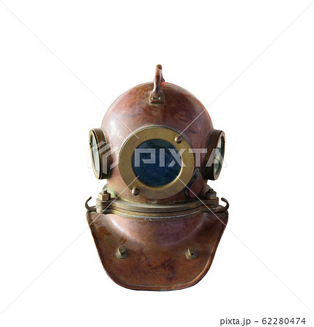 Retro diving helmet isolated. Closeup. Retro diving helmet isolated. Closeup. 62280474