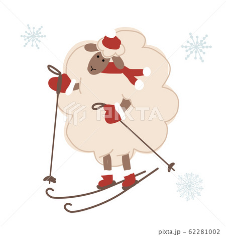 Sheep santa skiing, symbol of new year 2015 62281002