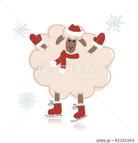 Sheep santa on skates, symbol of new year 2015 Sheep santa on skates, symbol of new year 2015 62281003