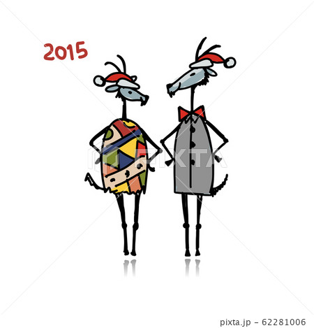 Couple of funny goats. Symbol 2015 new year 62281006