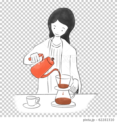 A woman putting coffee 62281310