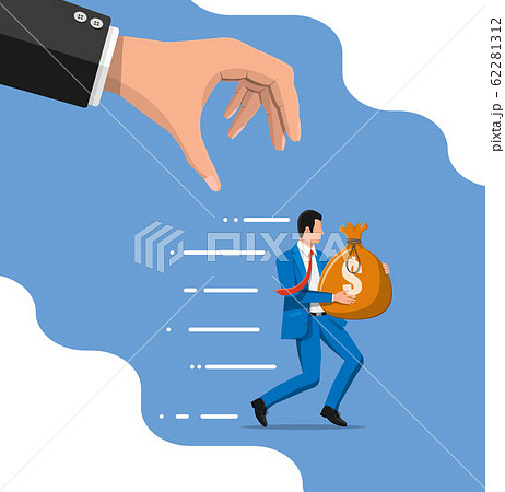 Hand Tries To Grab The Money Running Businessmanのイラスト素材
