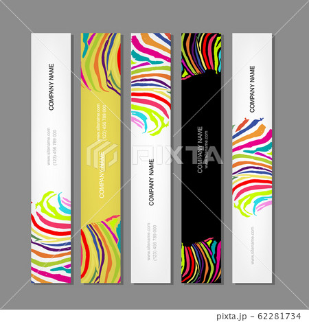 Set of banners, colorful zebra print design 62281734