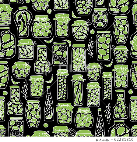 Seamless pattern with pickle jars fruits and vegetables 62281810