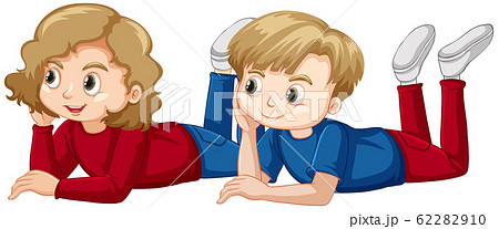 Boy and girl laying on the floor 62282910